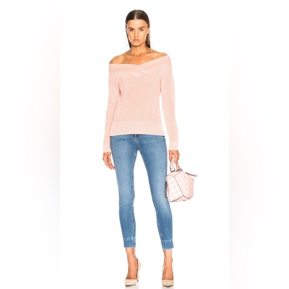Rag & Bone Peachy Pink Dawn Off Shoulder Knit Cotton Sweater XXS Preppy Beach - Picture 4 of 14